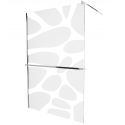 Paroi de douche avec étagère et rail 90x200cm design transparent / blanc 8 mm, chrome -  800-070-121-01-97